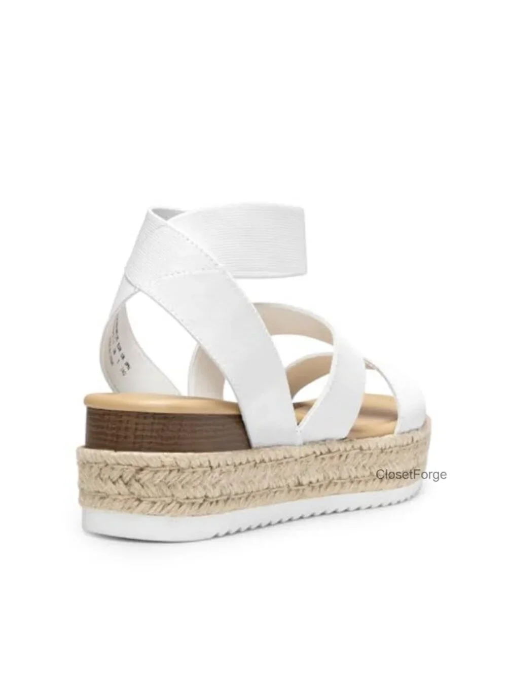 Women Strappy Espadrille Platform Wedge Sandals Jute TPR Vegan Leather